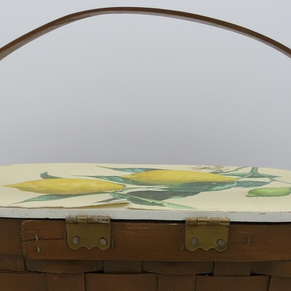 Handmade Vintage Basket Purse Lemons Decoupage, Lined, Fairmont Basket Works - Picture 7 of 10